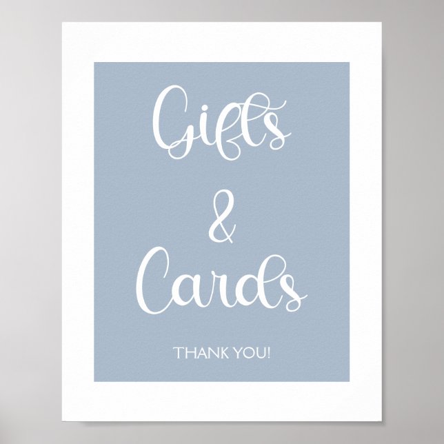 Poster Cadeaux de Baby shower bleu simple minimal (Devant)