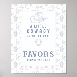 Poster Cadeaux de baby shower cow-boy