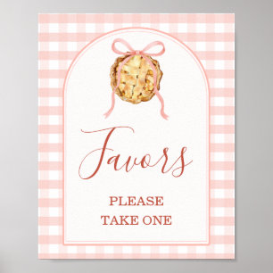 Poster Cadeaux de Baby Shower Rose Pâle Gingham 'Cutie Pi