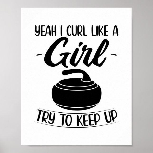 Poster Cadeaux de curling pour filles | Coach de l'équipe (Devant)