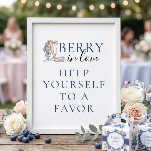 Poster Cadeaux de Faveur de Baie de Myrtille en Amour Mar