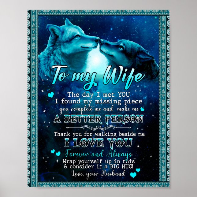 Poster Cadeaux de femme | Lettre À Ma Femme Je T'Aime Pou (Devant)