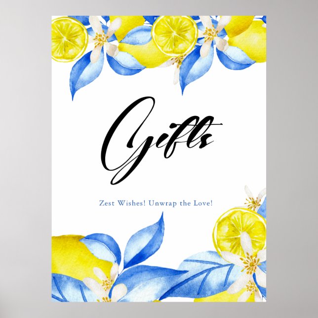 Poster Cadeaux de Fête de Fiançailles Floraux au Citron I (Devant)