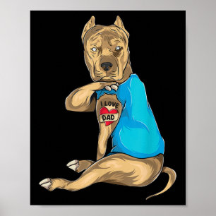 Poster Cadeaux de fête des pères Papa Drôle Chien Pitbull