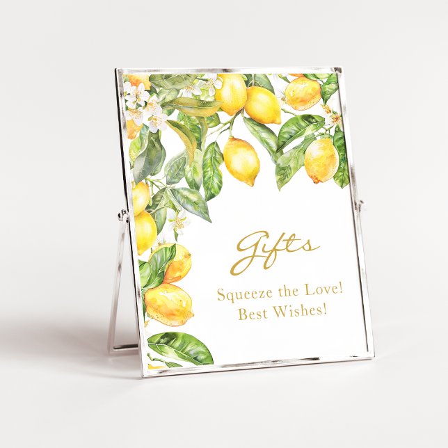 Poster Cadeaux de Fêtes des mariées florales citro (Watercolor Lemon Floral Bridal Shower Gifts Poster
)