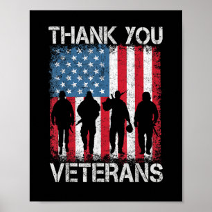 Poster Cadeaux de la fête des vétérans Merci Vétérans Fie