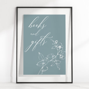 Poster Cadeaux de Livres de Baby Shower Floral Intemporel