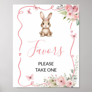 Poster Cadeaux de Naissance Fille Lapin Mignon