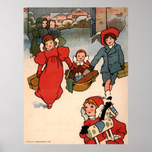 Poster Cadeaux de Noël Charles Robinson Vacances Vintages