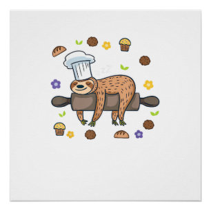 Poster Cadeaux de pâtisserie amusants - Paresseux Pâtissi