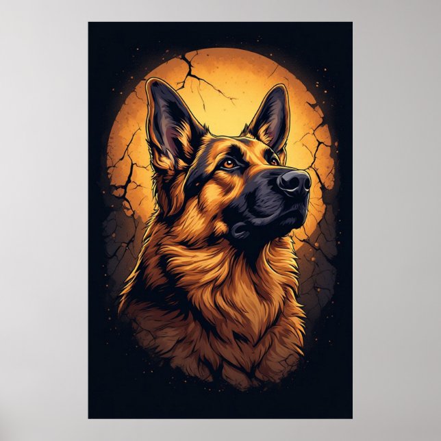 Poster 🐾 Cadeaux de portrait de chien de berger allemand (Devant)