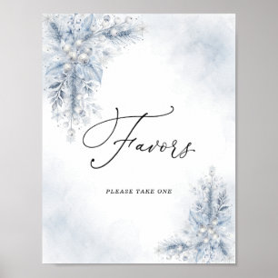 Poster Cadeaux de Remise de Mariée Hivernale Baies Blanch