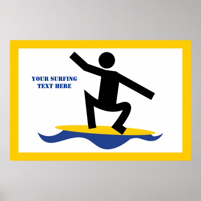 Poster Cadeaux de surf, surfer sur sa planche de surf (Devant)