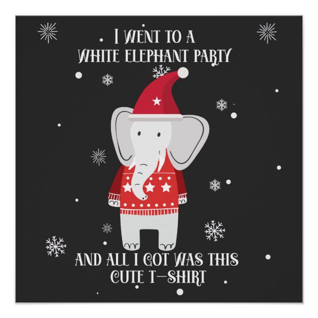 Poster Cadeaux d'éléphant blanc | Cadeau Pour Hommes & Fe (Devant)