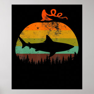 Poster Cadeaux d'Halloween Citrouilles de requins Vintage