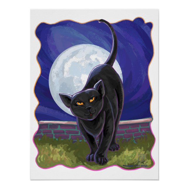 Poster Cadeaux et accessoires de chat noir (Devant)
