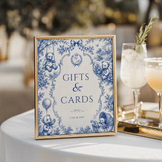 Poster Cadeaux et Cartes de Nounours Toile Bleue Élégante