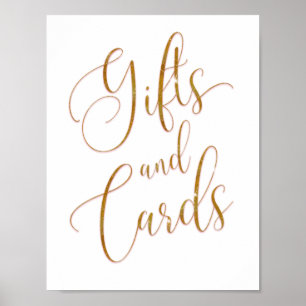 Poster Cadeaux et Cartes Texte Script Pailleté Or