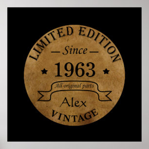 Poster Cadeaux personnalisés vintages de 60e anniversaire