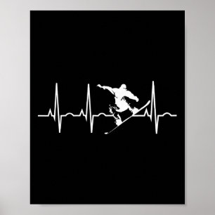 Poster Cadeaux Snowboarder - Snowboard Heartbeat T Shirt