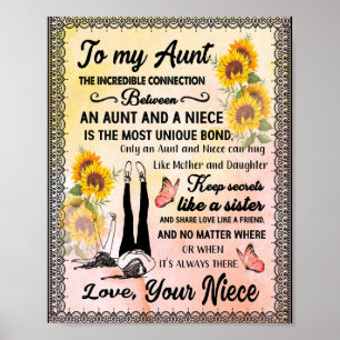 Poster Cadeaux Tantes   Lettre À Ma Tante Amour De La Niè