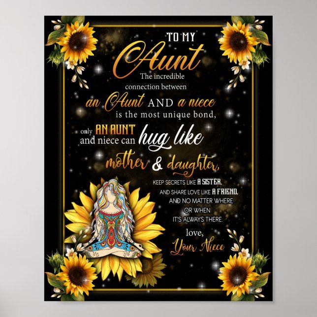 Poster Cadeaux Tantes | Lettre À Ma Tante Amour De La Niè (Devant)