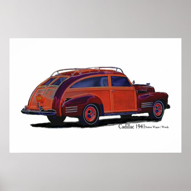 Poster Cadillac 1941 Station Wagon / Woody (Devant)