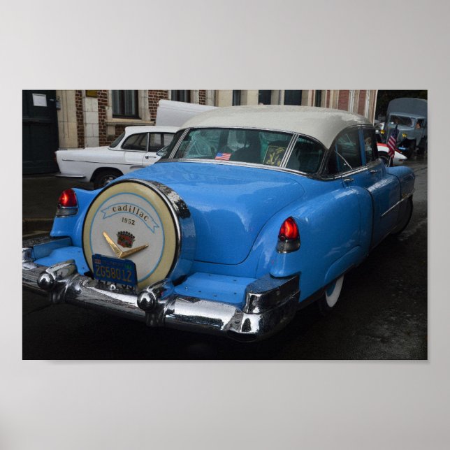 Poster Cadillac 1952 Vintage bleu (Devant)