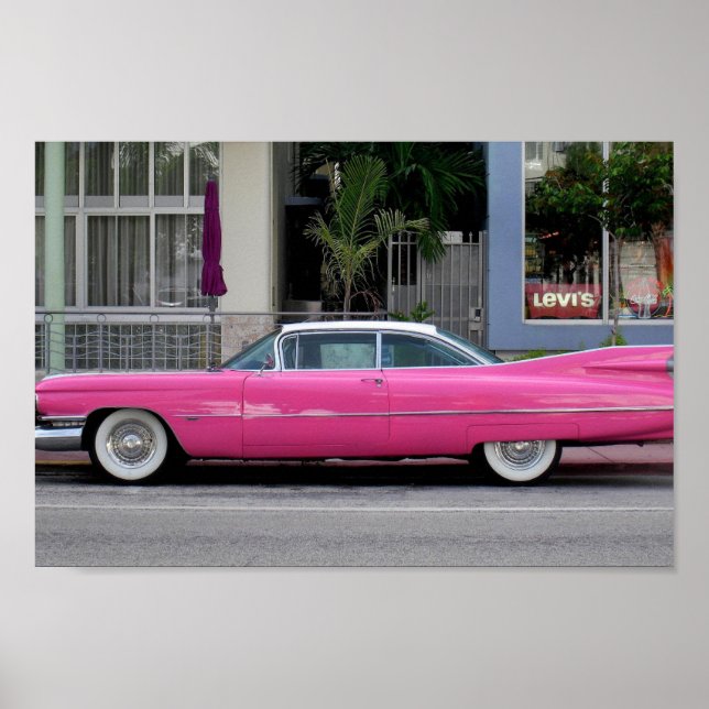 Poster Cadillac Vintage rose, Floride (Devant)