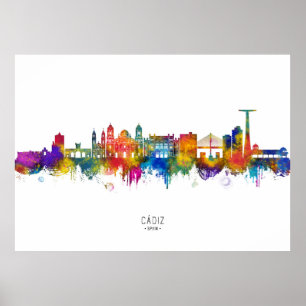 Poster Cádiz Espagne Skyline