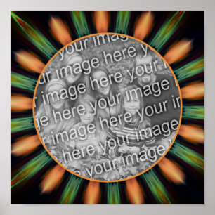 Poster Cadre Abstrait Orange Et Vert Ajouter Votre Photo