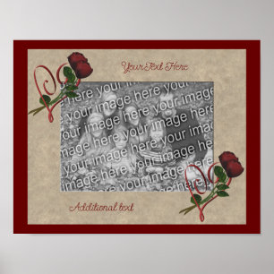 Poster Cadre Coeur Roses Rouges Créez votre propre photo