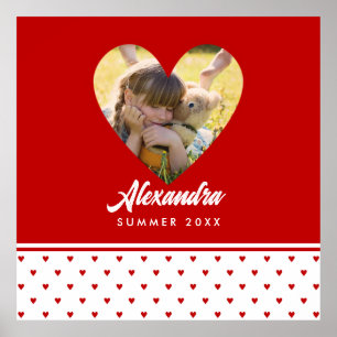 Poster Cadre coeur rouge photo personnalisé Moderne Anniv