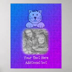 Poster Cadre Cute Blue Cat Créer Votre Propre Photo