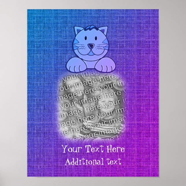 Poster Cadre Cute Blue Cat Créer Votre Propre Photo (Devant)