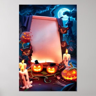 Poster Cadre d'affiche d'invitation blanc Halloween #12