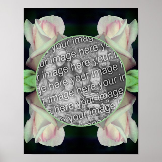 Poster Cadre de fleur de bouton de rose rose Créer votre  (Devant)