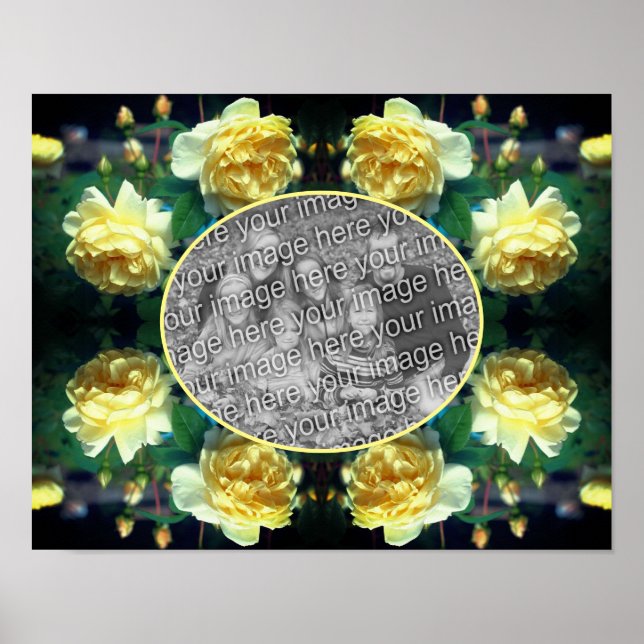 Poster Cadre de fleur de rose jaune Créez votre propre ph (Devant)