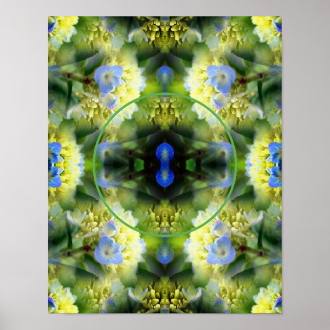 Poster Cadre de fleurs Blue Hydrangea Créez votre propre  (Devant)