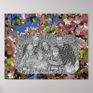 Poster Cadre de fleurs roses Créez votre propre photo