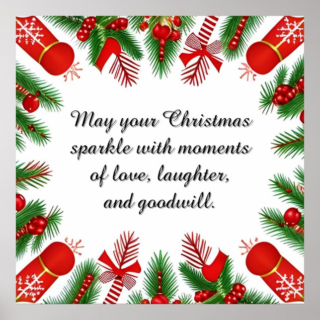 Poster Cadre de Noël festif avec Branches de pin (Devant)