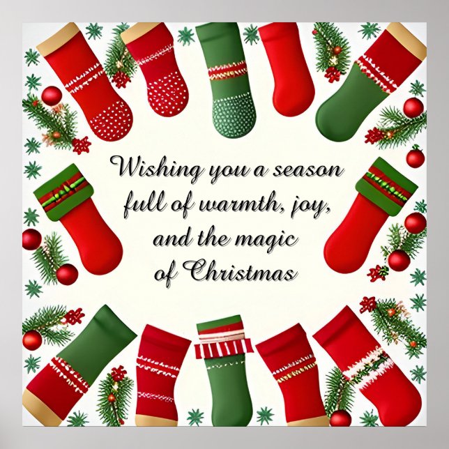 Poster Cadre de Noël festif avec Branches de pin (Devant)