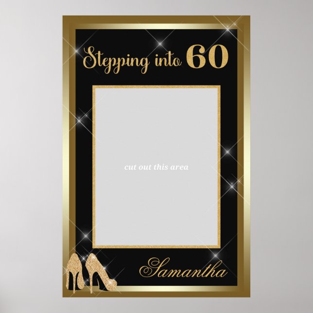 Poster Cadre de photo de 60e anniversaire Talons Hauts Or (Devant)