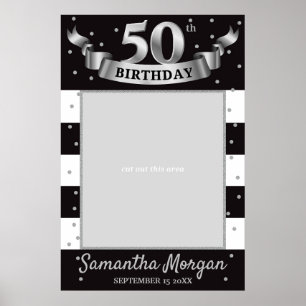 Poster Cadre de photo de birthday Silver et Noir Prop pou