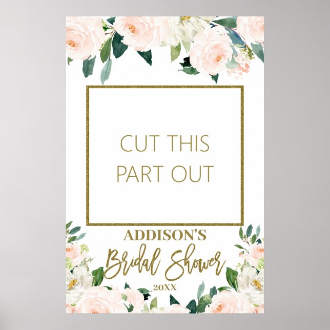 Poster Cadre de photo de mariage floral rose pour accesso (Devant)