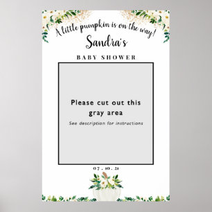 Poster Cadre de photo pour Baby Shower avec citrouille et
