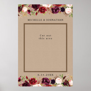 Poster Cadre de selfie pour photo de fleurs Kraft rustiqu