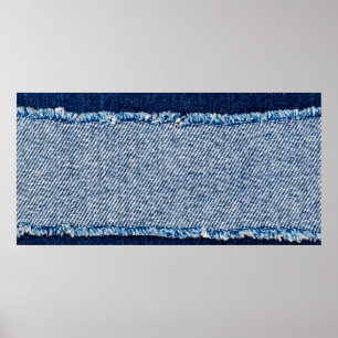 Poster Cadre de tissu en jean bleu denim. Tissu en jean d