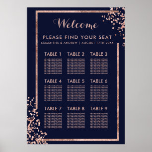 Poster Cadre doré rose moderne assise mariage marine