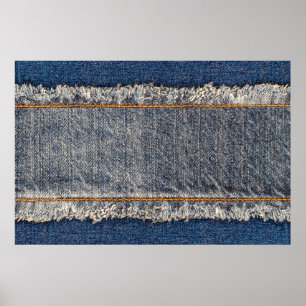 Poster Cadre en tissu jean bleu Denim. Dénim bleu fleur